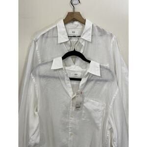 NWT Uniqlo Men's 100% Linen Shirt Lot Relaxed Quite Luxury Minimalist Coastal